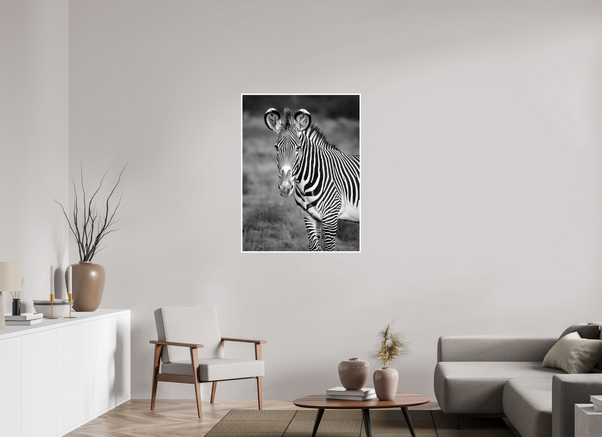 32 x 42.7″, Frameless Hahnemuhle FineArt Baryta .4 Border Grevy's Zebra Portrait Print