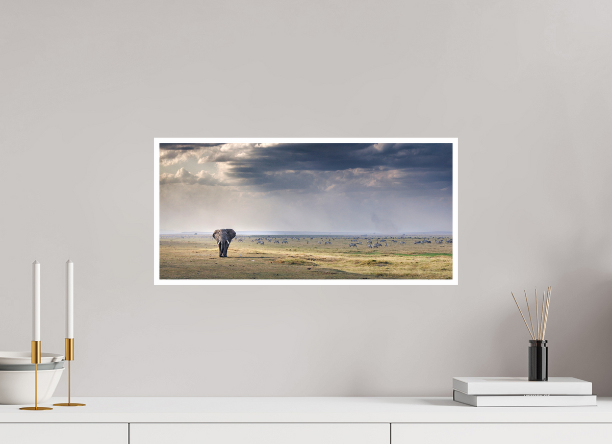 21.5 x 10″, Frameless Hahnemuhle FineArt Baryta .4 Border Plains of Amboseli Print